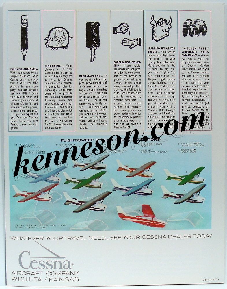 Aircraft 210 1961 Original Color Airplane Dealer Sales Brochure