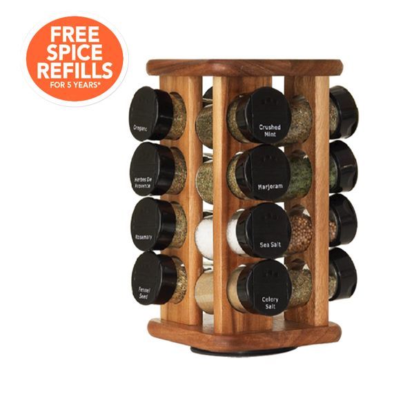 Kamenstein 16 Jar Canopy Acacia Wood Spice Rack