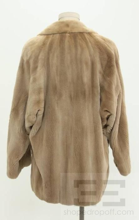 Karl Lagerfeld Tan Sheared Mink Double Breasted Half Length Coat