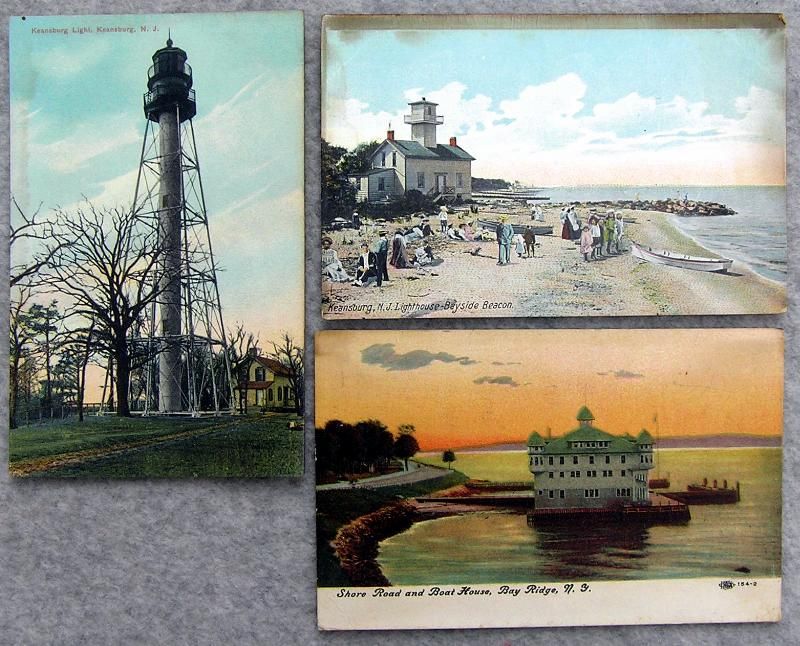 New Jersey Shore Pcs C 1915 Keansburg Light Bayside Beacon Shore Road