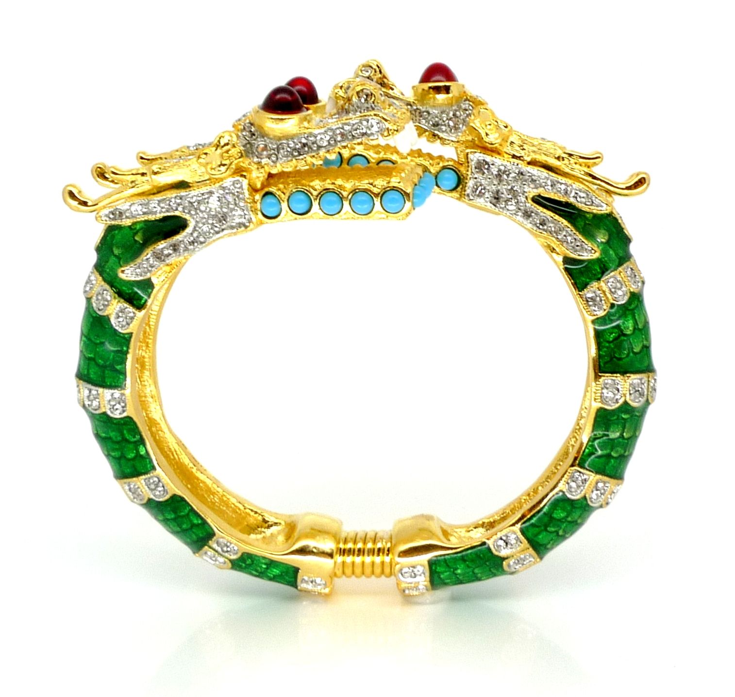 Kenneth Jay Lane KJL Green Enamel Dragon Bracelet