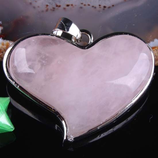 24x33mm Natural Rose Quartz Heart Bead Pendant Gem 1pc