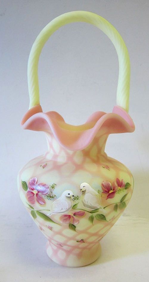 Award winning Fenton designer Michelle Kibbes handpainted lush floral