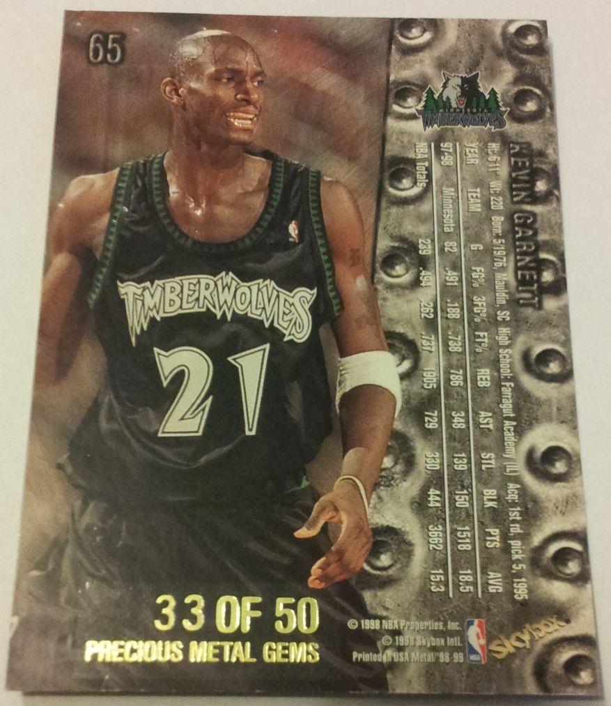 Kevin Garnett 98 99 Metal Universe Precious Metal Gems 33 50