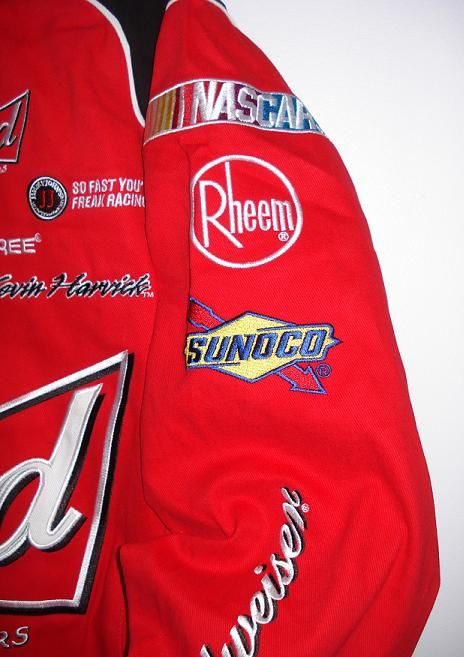 Size L NASCAR Kevin Harvick Bud Budweiser Red Embroidered Cotton