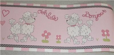 New Kimberly Grant Ooh La La Pink Poodle Wall Border