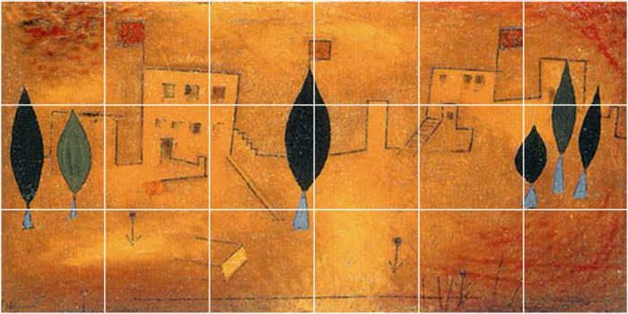 XL Paul Klee Abstract Painting Ceramic Kitchen Backsplash Tile