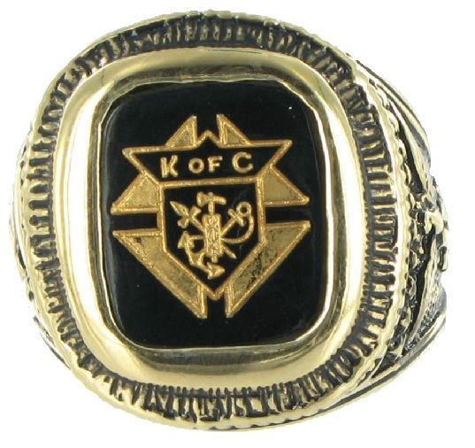 Knights of Columbus Black Glass Gold GE Men Ring Sz 11