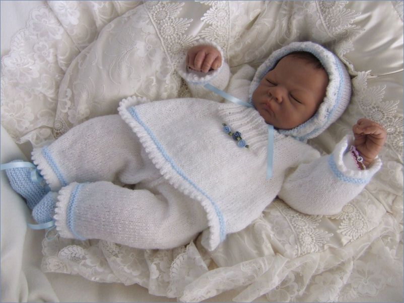 Baby or Reborn Doll Knitting Pattern Faith Set Angel Top Trousers
