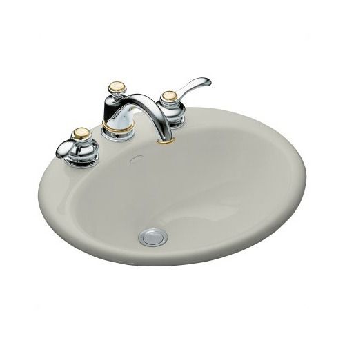 Kohler Farmington Self Rimming Bathroom Sink in Ice Grey with 8