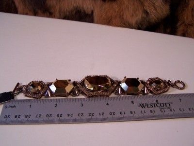 ABS Allen Schwartz Designer Fashion Bronze Stone Chocolate Rhinestone