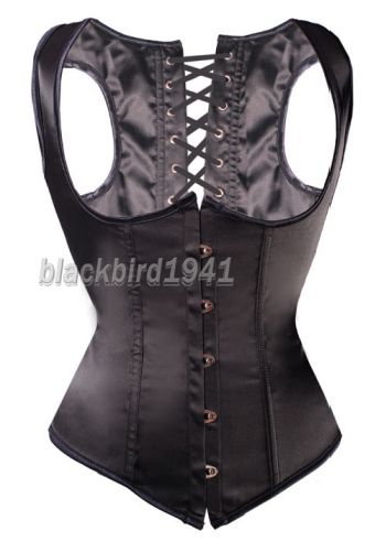 L5 Sexy Rock N Roll Black Satin Underbust Corset Bustier G String