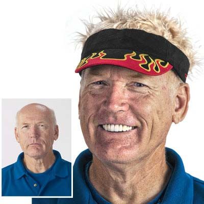 Flair Hair with Blond Hair Flame Visor Fake Hair New