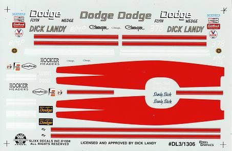 Dick Landy 70s Era Dodges NHRA Drag Decals 1306