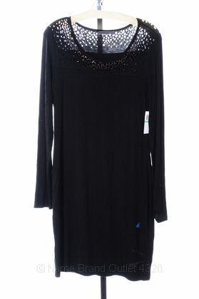 Velvet L 12 14 Black Jersey Lani Burnout Studded LS Sheath Tshirt