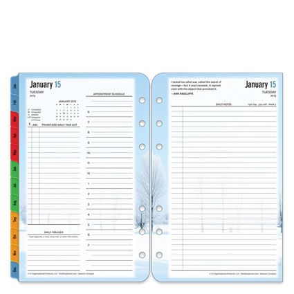 FranklinCovey Compact Seasons Ring Bound Daily Planner Refill Jan 2013