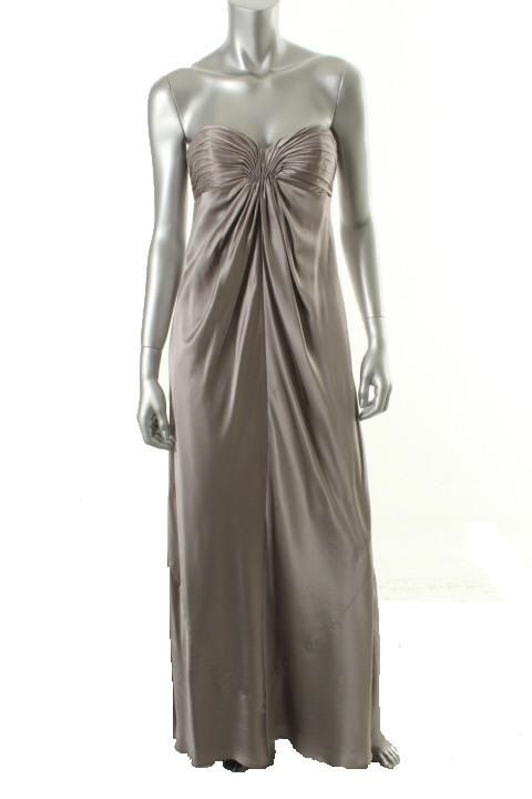 Laundry by Shelli Segal New Silver Ruched Strapless Cocktail Evening