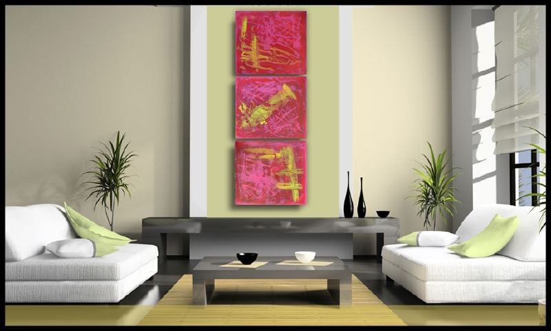 Abstract Paintings Contemporary Modern Art Triptych Textured Canvas No