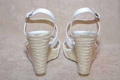 Guess Latonia White Leather Wedge Espadrille Sandal Women Shoes 7 5