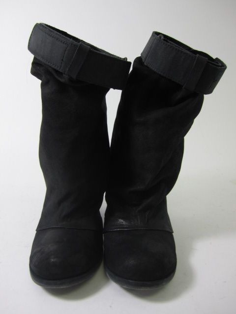 LD Tuttle Black Suede Deep Slouch Booties Sz 37 5 7 5