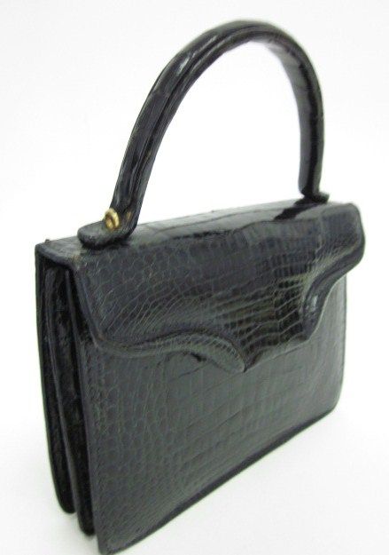 Lederer Black Crocodile Small Tote Bag Handbag