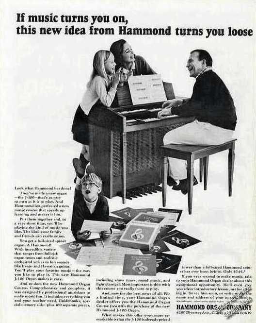 1967 Hammond J 100 Spinet Organ Vintage Ad