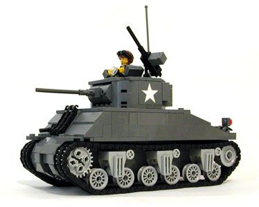 Lego WWII U s M4A3 Sherman Medium Tank Military Model Custom Set