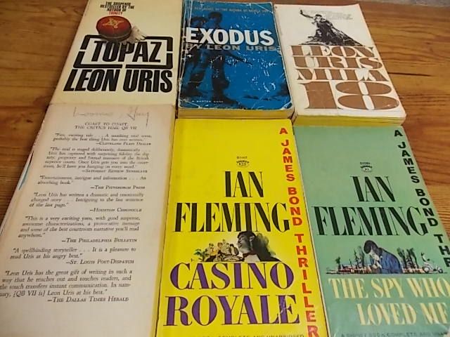 Leon Uris Ian Fleming Lot 6 PBs Spy Books