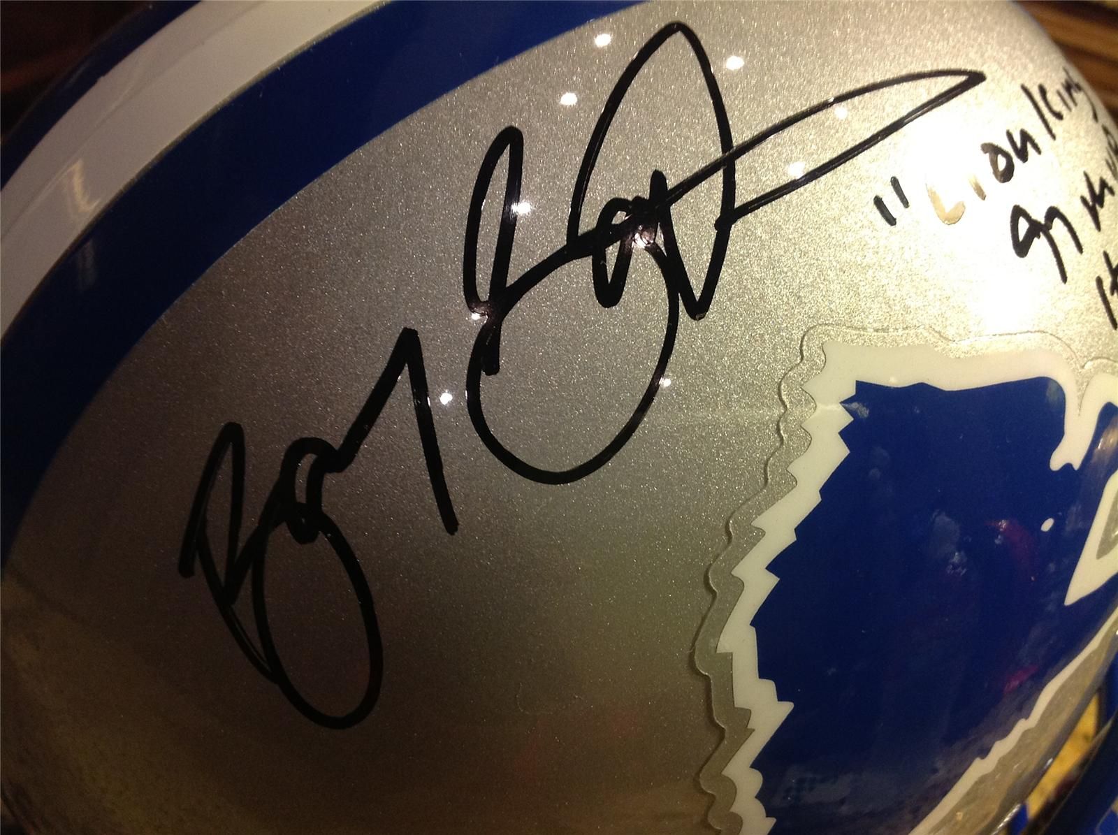 Barry Sanders Signed Lions Full Size Helmet w Inscriptions Schwartz