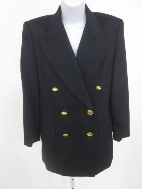 ESCADA Margaretha Ley Navy Double Breasted Blazer Sz 38