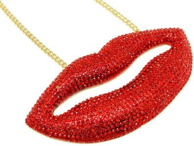 Crystel Rhinestone XL Lip Necklace Basketball Wives Jerseylicious