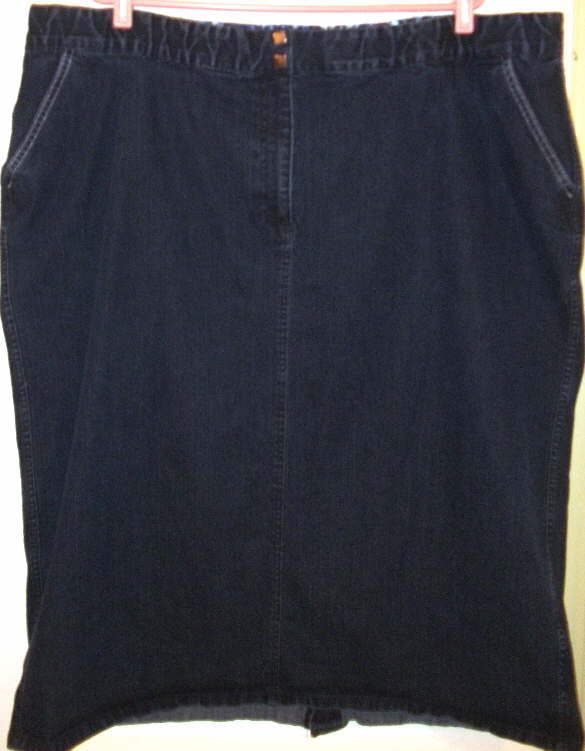 LIZ & ME Platinum Collection DARK BLUE Stretch Denim JEANS SKIRT 3X 26