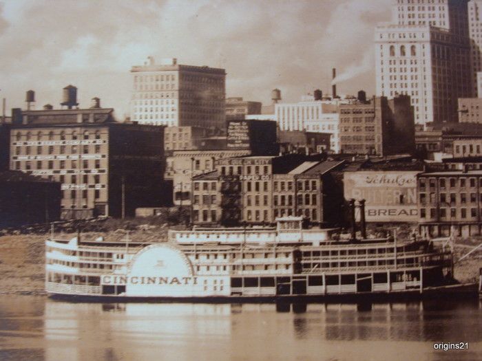 CINCINNATI OH Skyline Riverfront Charles Longley steamboat river