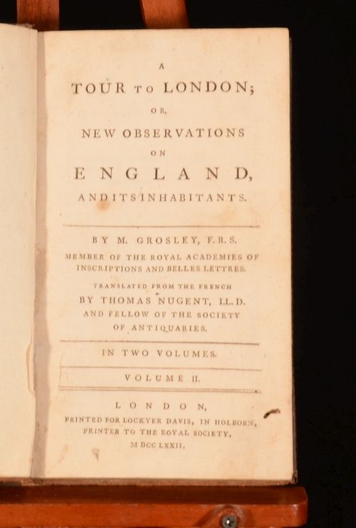 1772 2 Vol A Tour to London or New Observations on Englans M Grosley