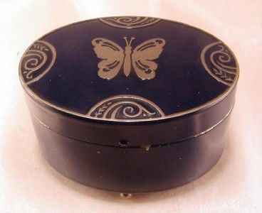 Lucretia Vanderbilt Face Powder Tin Navy Butterfly