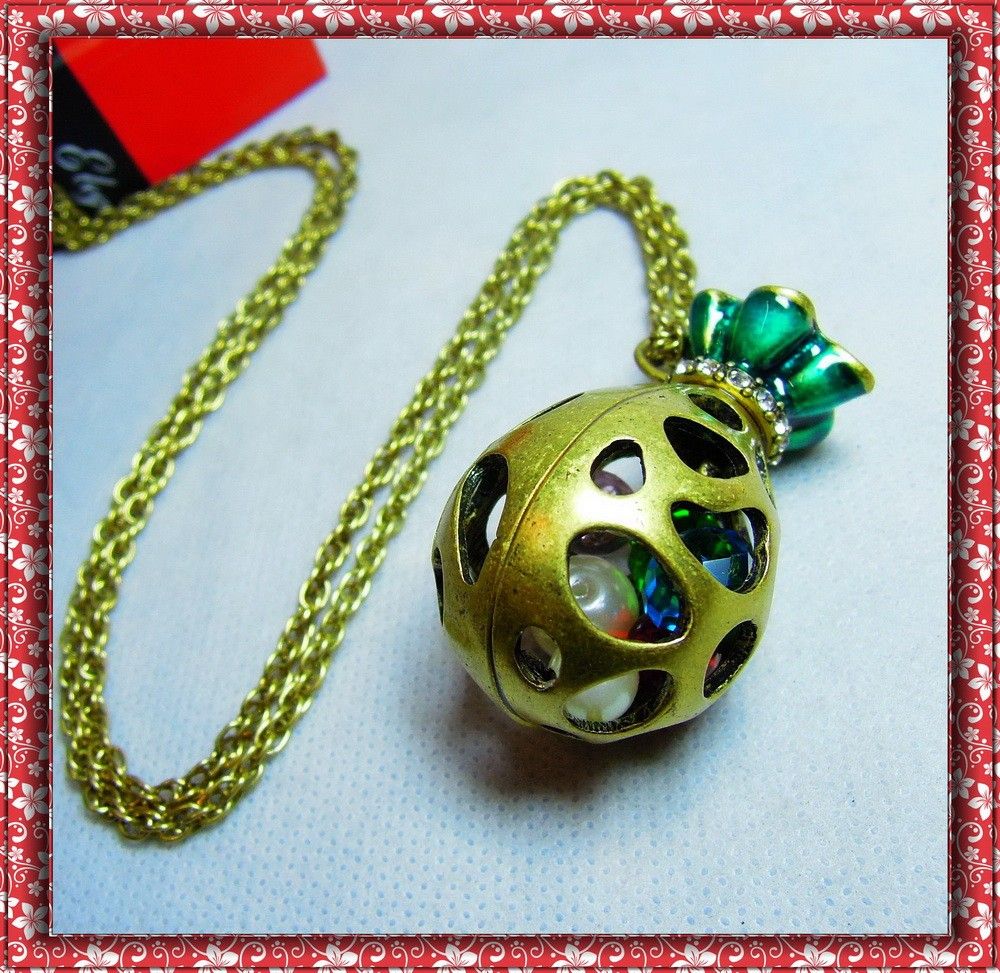 1piece Vintage Lucy Locket Bronze jewelry bag pendant long costume