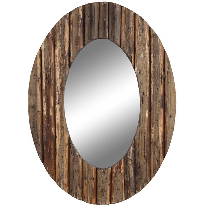 Loveland Circular Wood Framed Wall Mirror from Brookstone