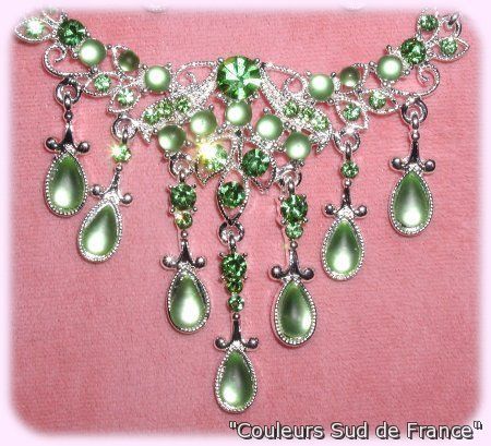 Parure Bijoux Lumière de Cristal Vert Mariage Mariée