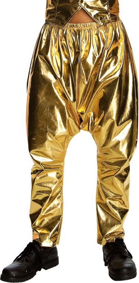 Mens Vanilla Ice MC Hammer Adult 80s Costume Gold Pants