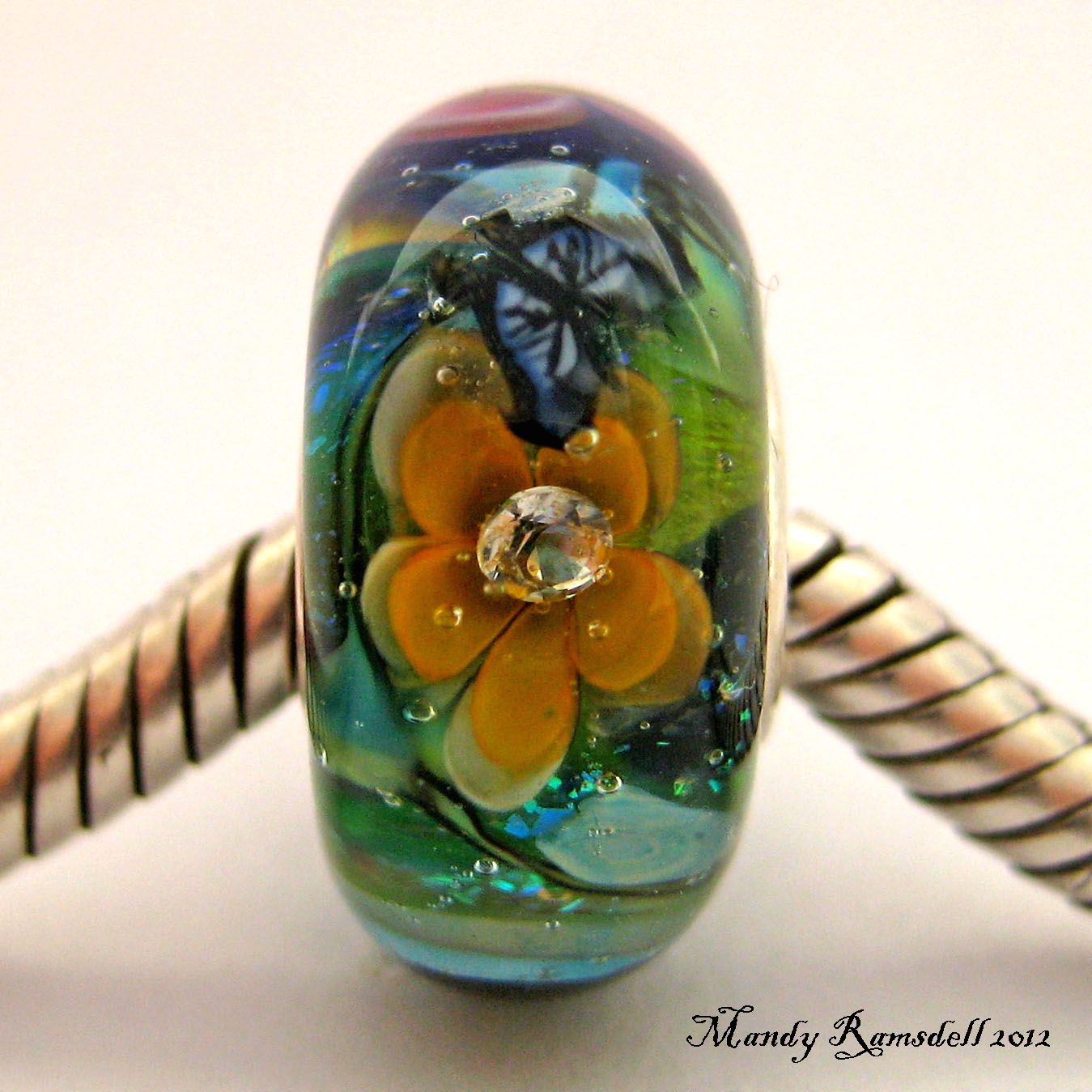 Artists Garden Sterling Silver Core European Charm Lampwork Glass