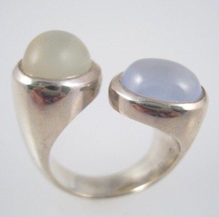 New Emanuela Duca SS Moonstone Chalcedony Ring 6 25