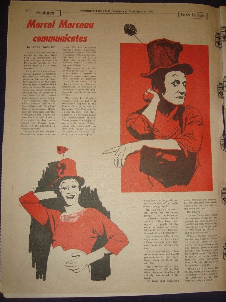 Leisure Magazine Lewis Carroll Marcel Marceau November 27 1971