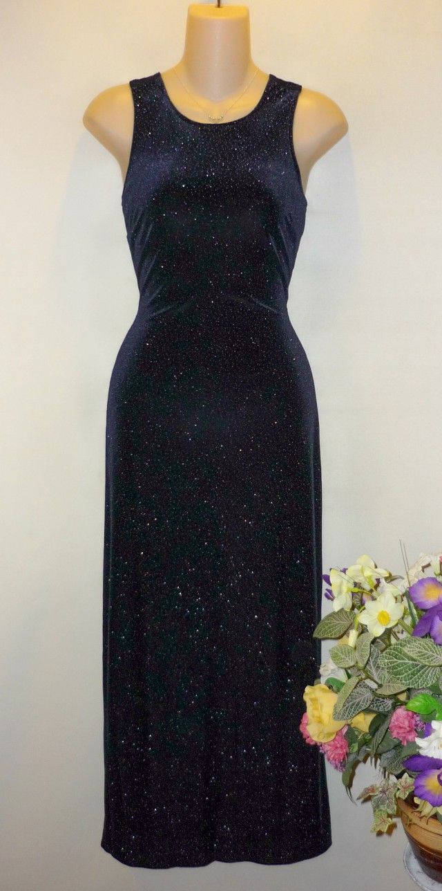 MARIAN & MARAL Womens Midnight Blue Velvet Shimmer Dress Back Detail