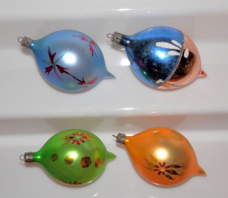 Vintage Christmas Tree Ornaments Teardrop Shape Marked Poland 3 3 4