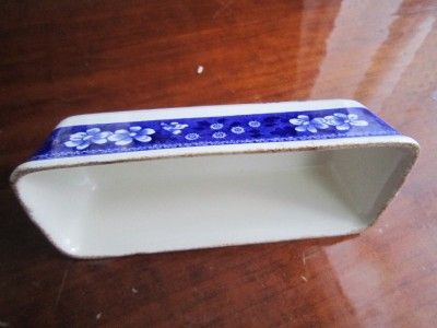 RARE Copeland Spode Tower Blue Transfer Ware Covered Butter Dish No