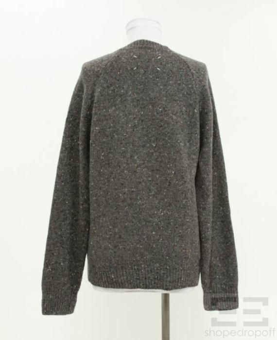 Martin Margiela Grey Brown Wool Cashmere V Neck Sweater Small