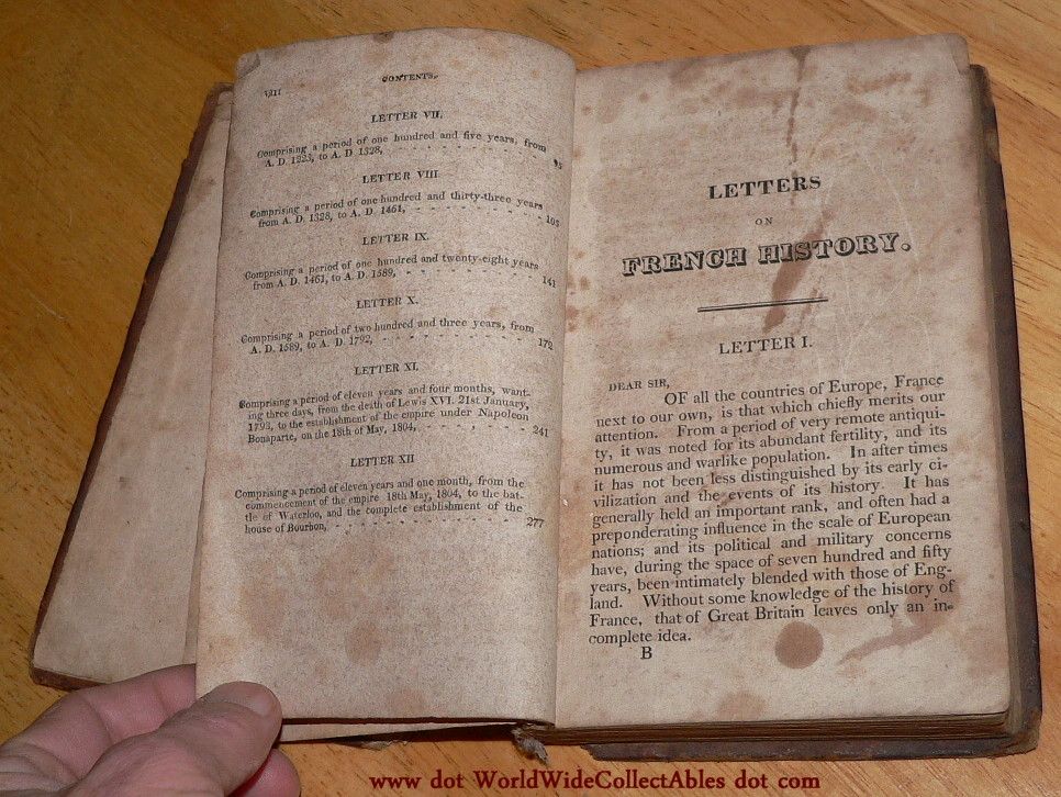 Letters on French History J Bigland Baltimore Matchett Printer