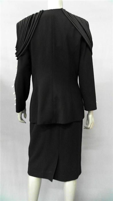 Karen Lawrence by Matthew Misses 12 3 PC Skirt Suit Black Blouse