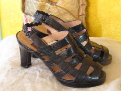 RARE Adorable Maud Frizon Brown Croco Heels Sandals 36 6 Made in Italy