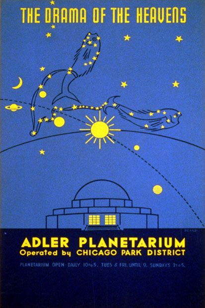 PLANETARIUM ADLER DRAMA HEAVENS CHICAGO ILLINOIS VINTAGE POSTER REPRO